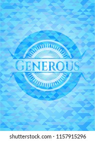 Generous sky blue emblem. Mosaic background