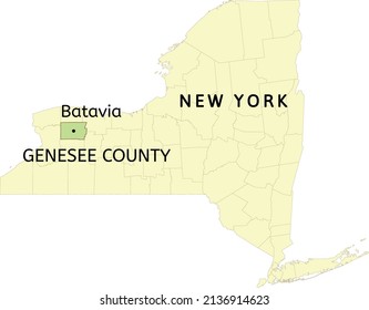 Genesee County and city of Batavia location on New York state map