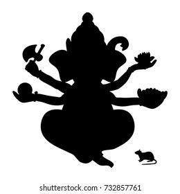 Genesha silhouette traditional religion spirituality. Vector illustration.