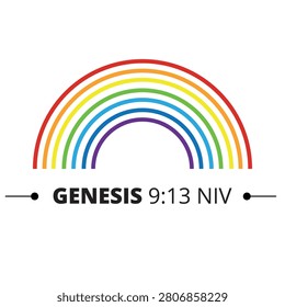 Genesis 9:13 NIV Bible Verse with Minimalist Rainbow Vector
