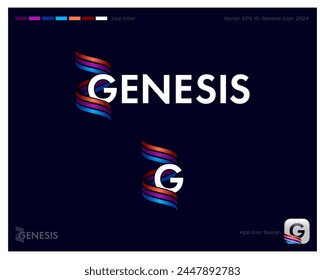 Genesis logo. Letter G and  multicolored ribbons like DNA.