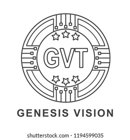 genesis vision  coin GVT Cryptocurrency  icon outline