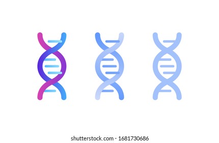 Genetic abstract concept. Vector color flat illustration. Set of DNA helix sign isolated on white background. Blue pink gradient. Design element for gene science, healthcare, medicine advertisement.