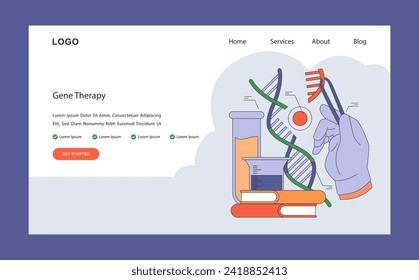 Genetic Advancement concept. Gene therapy showcasing targeted DNA manipulation for disease treatment. Pioneering genetic medicine. Flat vector illustration.