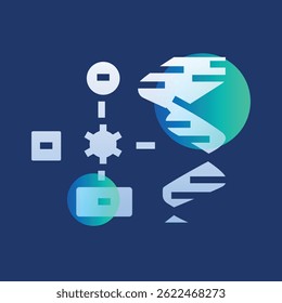 Genetic Algorithms glassmorphism illustration. Transparency blur elements. Ui layered design. Vector isolated element. 