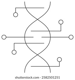 Genetic Algorithms icon. Simple outline monochrome black vector pictogram with thin lines on a transparent background. Line thickness is editable - Powered by Shutterstock - Get 15% off with code: PIKWIZARD15