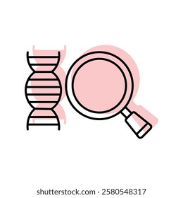 Genetic Analysis color shadow thinline icon, editable vector icon, pixel perfect, illustrator ai file 