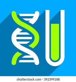 Genetic Analysis long shadow vector icon. Style is a flat genetic analysis iconic symbol on a blue square background.