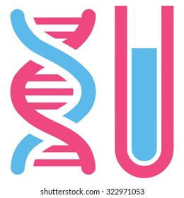 Genetic Analysis vector icon. Style is bicolor flat symbol, pink and blue colors, rounded angles, white background.