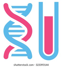 Genetic Analysis vector icon. Style is bicolor flat symbol, pink and blue colors, rounded angles, white background.