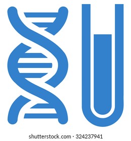 Genetic Analysis vector icon. Style is flat symbol, cobalt color, rounded angles, white background.