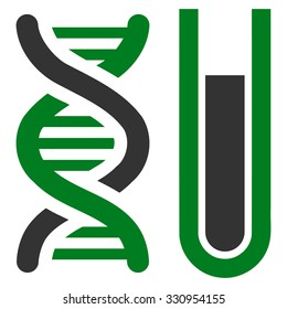 Genetic Analysis vector icon. Style is bicolor flat symbol, green and gray colors, rounded angles, white background.