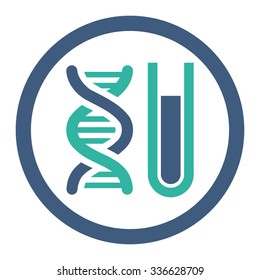 Genetic Analysis vector icon. Style is bicolor flat rounded symbol, cobalt and cyan colors, rounded angles, white background.