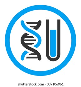 Genetic Analysis vector icon. Style is bicolor flat rounded symbol, blue and gray colors, rounded angles, white background.