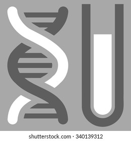 Genetic Analysis vector icon. Style is bicolor flat symbol, dark gray and white colors, rounded angles, silver background.