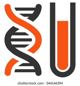 Genetic Analysis vector icon. Style is bicolor flat symbol, orange and gray colors, rounded angles, white background.