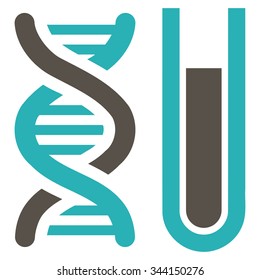 Genetic Analysis vector icon. Style is bicolor flat symbol, grey and cyan colors, rounded angles, white background.