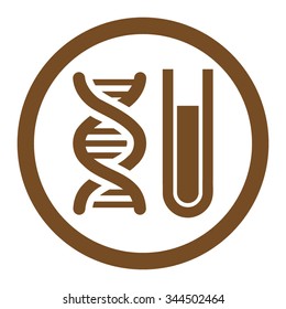 Genetic Analysis vector icon. Style is flat rounded symbol, brown color, rounded angles, white background.