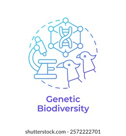 Genetic biodiversity blue gradient concept icon. Evolutionary biology. Genetic material diversity across species. Round shape line illustration. Abstract idea. Graphic design. Easy to use in article