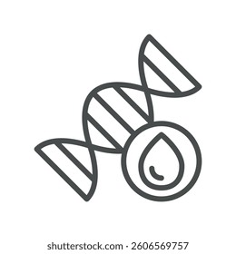 Genetic Blood Test Icon. Thin Line Illustration of DNA Analysis from Blood Sample, Emphasizing Genomics, Mutation, and Personalized Medicine for Clinical Applications