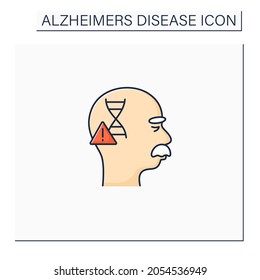 Genetic cause color icon. APOE e4 gene. Genetic predisposition to disease.Alzheimer disease. Neurologic disorder concept.Isolated vector illustration