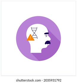 Genetic cause flat icon. APOE e4 gene. Genetic predisposition to disease.Alzheimer disease. Neurologic disorder concept. Vector illustration