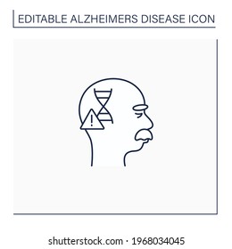 Genetic cause line icon. APOE e4 gene. Genetic predisposition to disease.Alzheimer disease. Neurologic disorder concept.Isolated vector illustration.Editable stroke