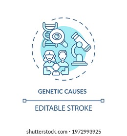 Genetic causes concept icon. Hearing loss idea thin line illustration. Inheritance. Family generation. Damage to structures in inner ear. Vector isolated outline RGB color drawing. Editable stroke