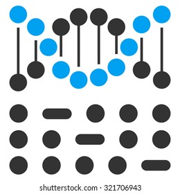 Genetic Code vector icon. Style is bicolor flat symbol, blue and gray colors, rounded angles, white background.