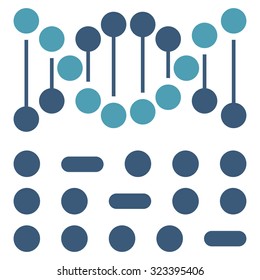 Genetic Code vector icon. Style is bicolor flat symbol, cyan and blue colors, rounded angles, white background.