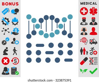 Genetic Code vector icon. Style is bicolor flat symbol, cyan and blue colors, rounded angles, white background.