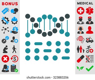Genetic Code vector icon. Style is bicolor flat symbol, soft blue colors, rounded angles, white background.