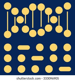Genetic Code vector icon. Style is flat symbol, yellow color, rounded angles, blue background.
