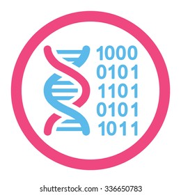 Genetic Code vector icon. Style is bicolor flat rounded symbol, pink and blue colors, rounded angles, white background.