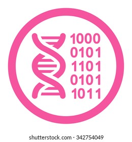 Genetic Code vector icon. Style is flat rounded symbol, pink color, rounded angles, white background.