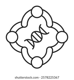 Genetic Collaboration Icon Representing Teamwork in Science, Research, and DNA Projects