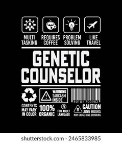 Genetic Counselor graphic fashion style t shirt design typography vector illustration