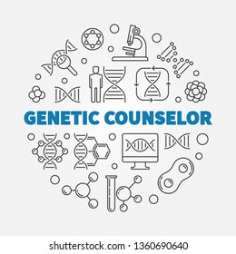 Genetic Counselor Vector Concept Round Illustration In Thin Line Style