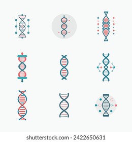 Genetic data Biological Gene Duotone icon Pro style Vector Set