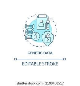 Genetic data turquoise concept icon. Personal data protection. Safety abstract idea thin line illustration. Isolated outline drawing. Editable stroke. Roboto-Medium, Myriad Pro-Bold fonts used