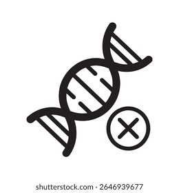 Genetic Defect Icon Vector Glyph With DNA Strand And Cross Mark For Chromosome Abnormality And Mutation Symbol Failed Gene Test Or Error Graphic