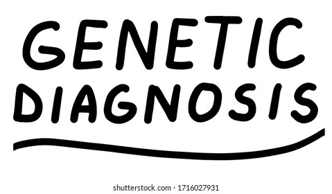 Diagnóstico genético, pruebas. Prueba de ADN. Leyendo ilustración de caligrafía. Vector pasa el cepillo escrito a mano negro de moda aislado en fondo blanco.