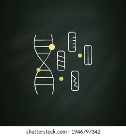 Genetic diversity chalk icon.Diversity of genes existing in the world.Contributes to multiplicity of life forms,physical and biological. Isolated vector illustration on chalkboard