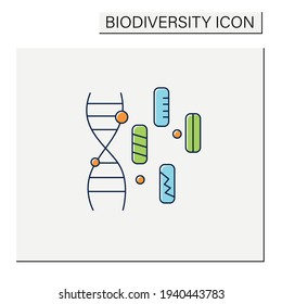 Genetic diversity color icon.Diversity of genes existing in the world.Contributes to multiplicity of life forms,physical and biological Biodiversity concept.Isolated vector illustration