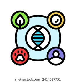 genetic diversity cryptogenetics color icon vector. genetic diversity cryptogenetics sign. isolated symbol illustration