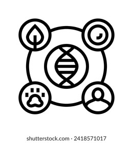 genetic diversity cryptogenetics line icon vector. genetic diversity cryptogenetics sign. isolated contour symbol black illustration