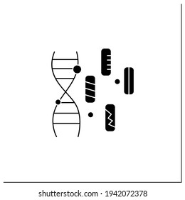 Genetic diversity glyph icon.Diversity of genes existing in the world.Contributes to multiplicity of life forms,physical and biological.Filled flat sign. Isolated silhouette vector illustration