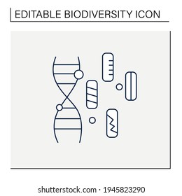 Genetic diversity line icon.Diversity of genes existing in the world.Contributes to multiplicity of life forms,physical and biological Biodiversity concept.Isolated vector illustration.Editable stroke