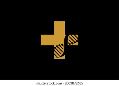 Genetic DNA logo design vector. Cross medical health illustration sign.