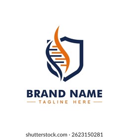 Genetic DNA logo vector illustration concept isolated in shield.